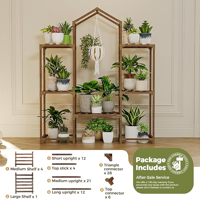 Bamworld Plant Stand Indoor Hanging Plant Shelf Outdoor Large Plant Rack - Image 5