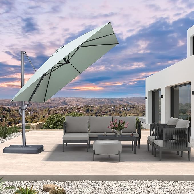 PURPLE LEAF Patio Umbrella 10' X 10' Rectangle Cantilever Umbrella Large by Unknown