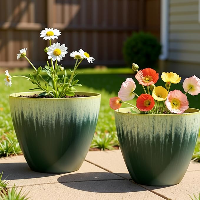 Pack of 2 Flower Pots, Plastic Plant Pots - Image 7