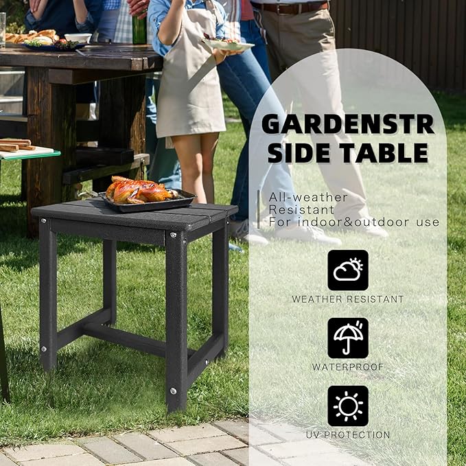 Adirondack Square Side Table, one-Tier Outdoor end Table, Patio Side Table - Image 4