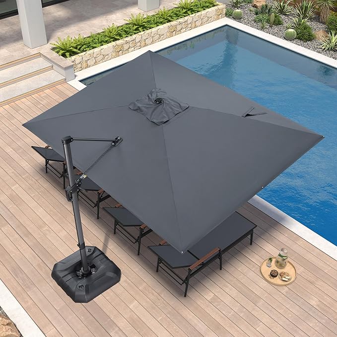 PURPLE LEAF 9' X 11.5' Patio Umbrella Outdoor Cantilever Rectangle Umbrella by PURPLELEAF