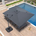 PURPLE LEAF 9' X 11.5' Patio Umbrella Outdoor Cantilever Rectangle Umbrella by PURPLELEAF