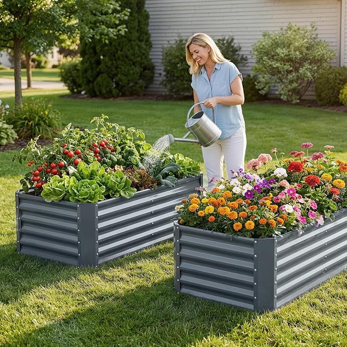 ZORMY 4×2×1.4ft Galvanized Raised Garden Bed Kit, Metal Planter Boxes Outdoor - Image 2