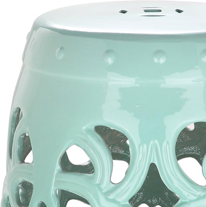 Safavieh Imperial Vine Ceramic Decorative Garden Stool, Light Blue - Image 5