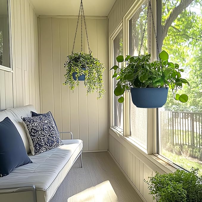T4U 8 Inch Hanging Planters for Indoor Outdoor Plants, Self Watering Hanging - Image 7