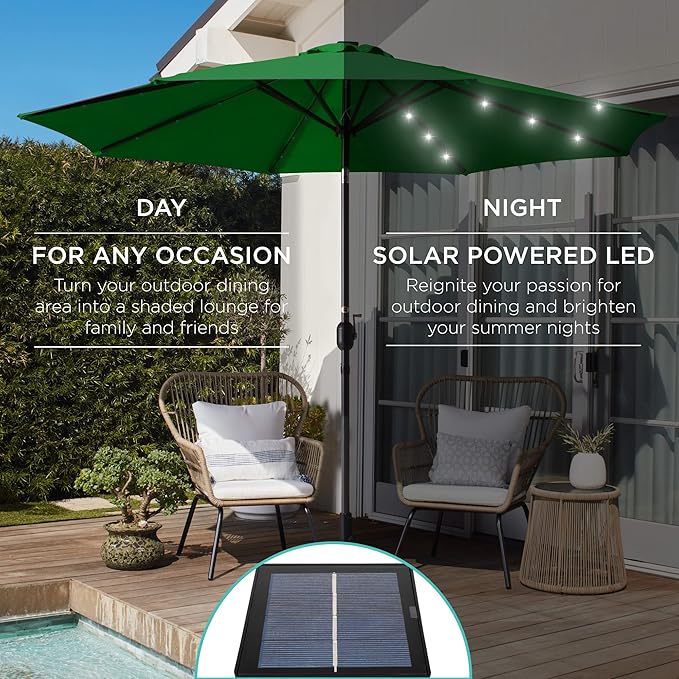 Best Choice Products 10ft Solar Polyester LED Lighted Patio Umbrella w/Tilt - Image 3