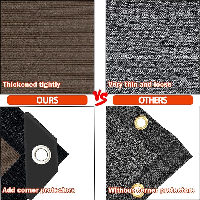 Sun Shade Cloth with Grommets, 90% UV Protection Shade Fabric, Pergola Shade - Image 4