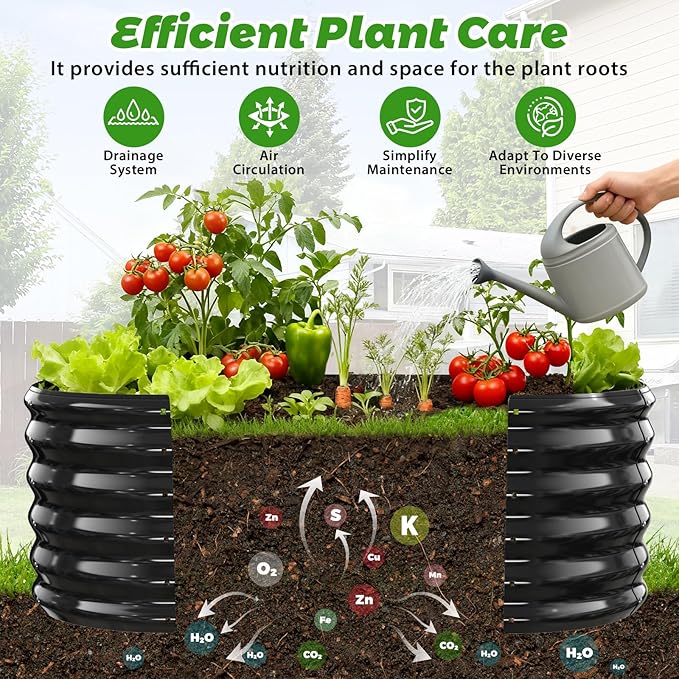 17" Tall Outdoor Garden Raised Garden Bed Kits, 4ft X 2ft Oval, 0.8MM Thick - Image 3