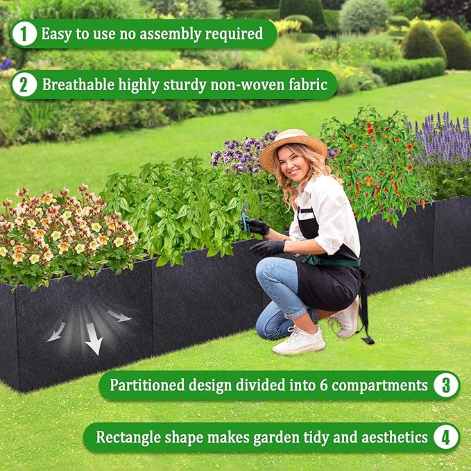 POILKMNI 12x2x1ft Fabric Raised Garden Bed - Image 3