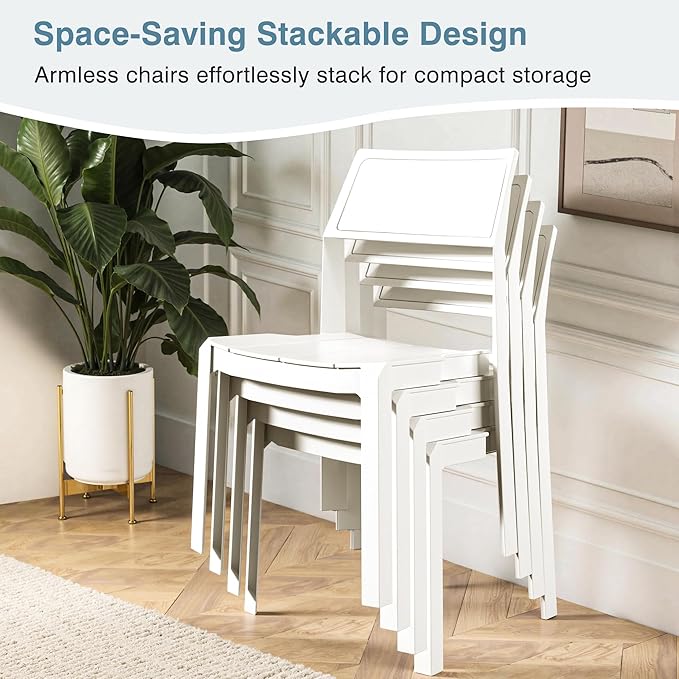 VECELO 4 Pack Stackable Dining Chairs, Plastic Patio Chairs - Image 4