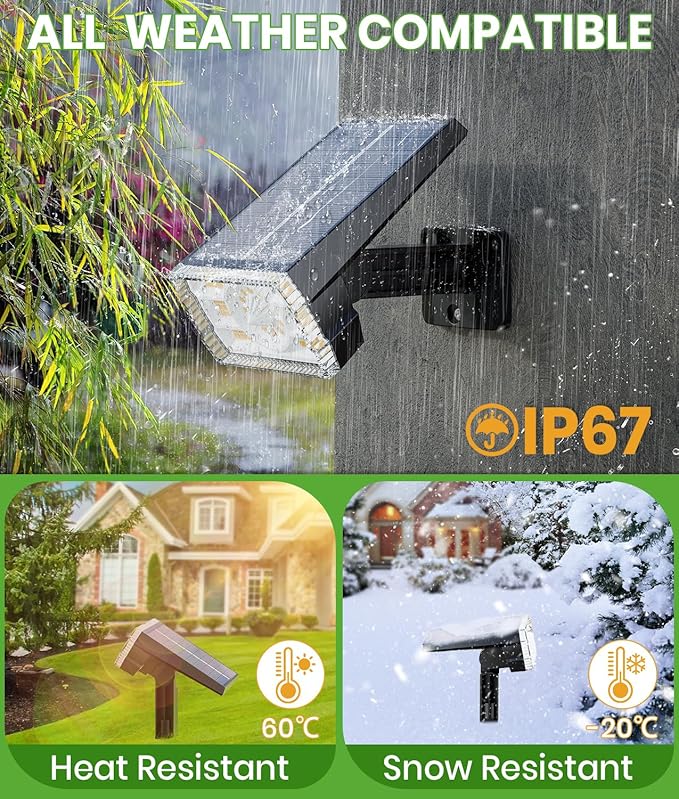Large Panel Solar Spot Lights Outdoor 4 Pack, Solar Flood Lights Waterproof IP67 - Image 4