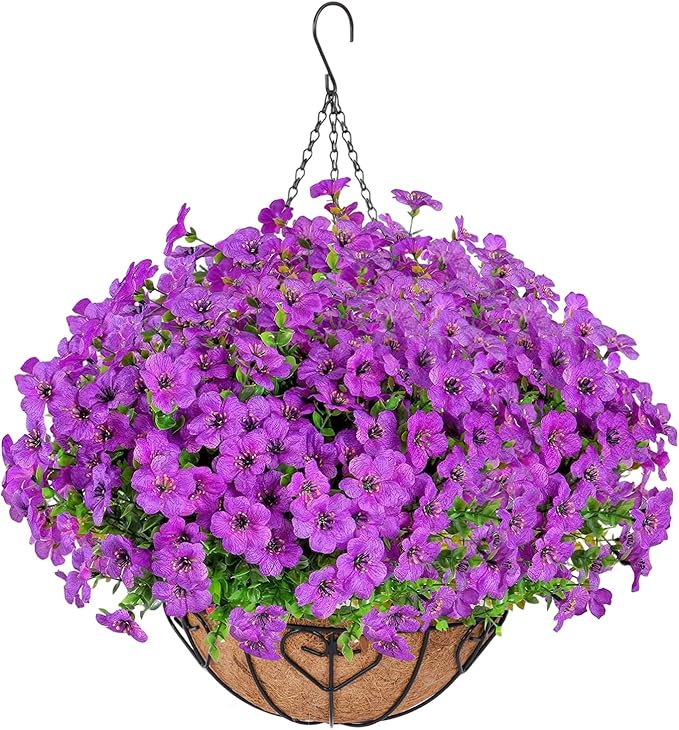 Artificial Hanging Flower for Outdoors, Fake Hanging Basket for Outside by LetuoClipsClipsandHooks