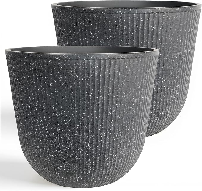 WORTH Garden Round Large Planter Pot Set of 2-17.5" Dia x 15.5" H by WORTH