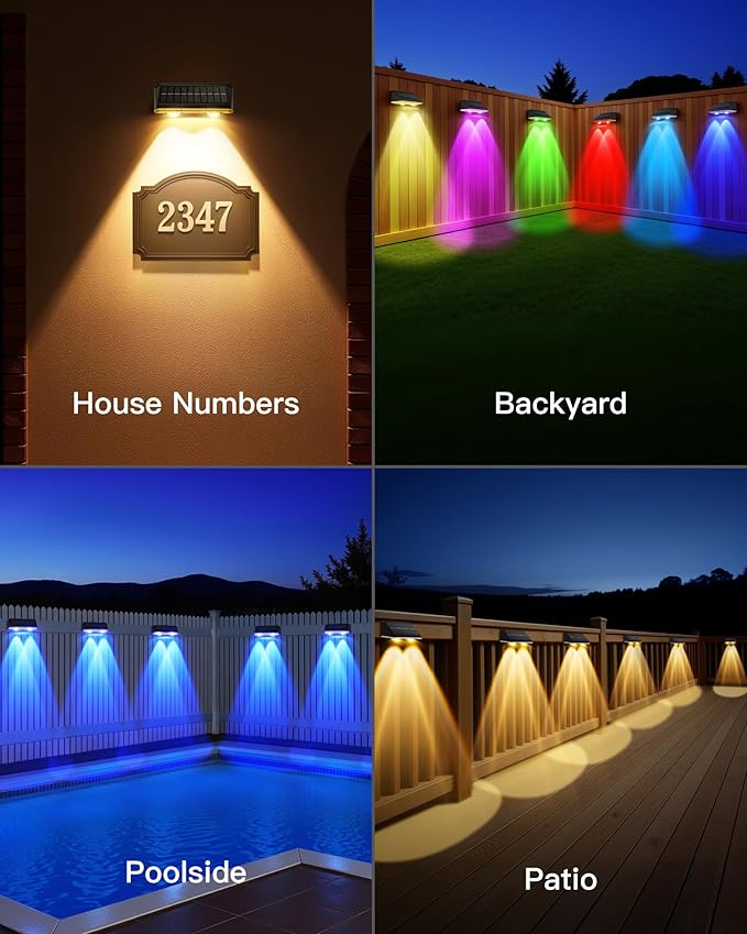 Solar Fence Lights Outdoor, 6 Pack IP65 Waterproof Fence Lights Solar Powered - Image 8