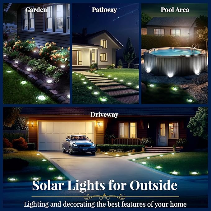 SOLPEX Solar Ground Lights, 12 Pack Solar Lights Outdoor Waterproof, 8 LED - Image 2