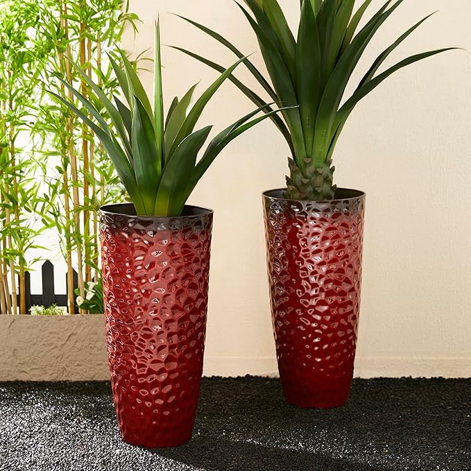 Glitzhome 31" H Large Plastic Tall Planters, Oversized Planters Flower Pots - Image 7