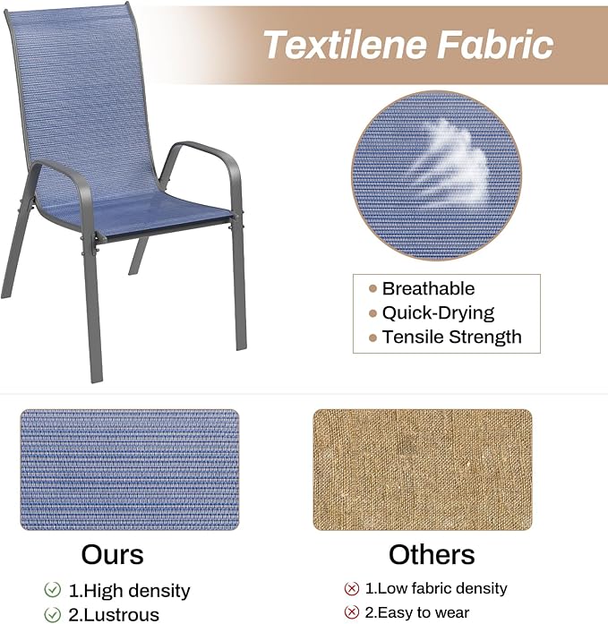 TLSUNNY Patio Chairs, Stackable Textilene Outdoor Dining Furniture - Image 5