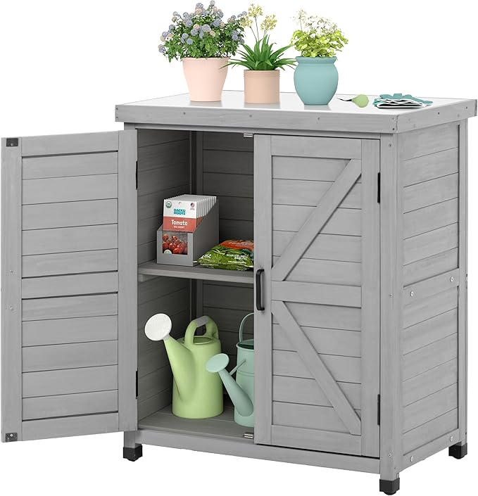 Outdoor Storage Cabinet & Potting Bench Table by OutdoorFurniture