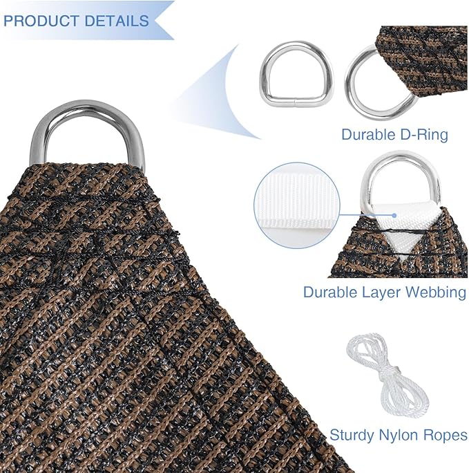 E&K Sunrise 25' x 25' x 25' Sun Shade Sail Triangle Canopy Shade Cover UV Block - Image 4