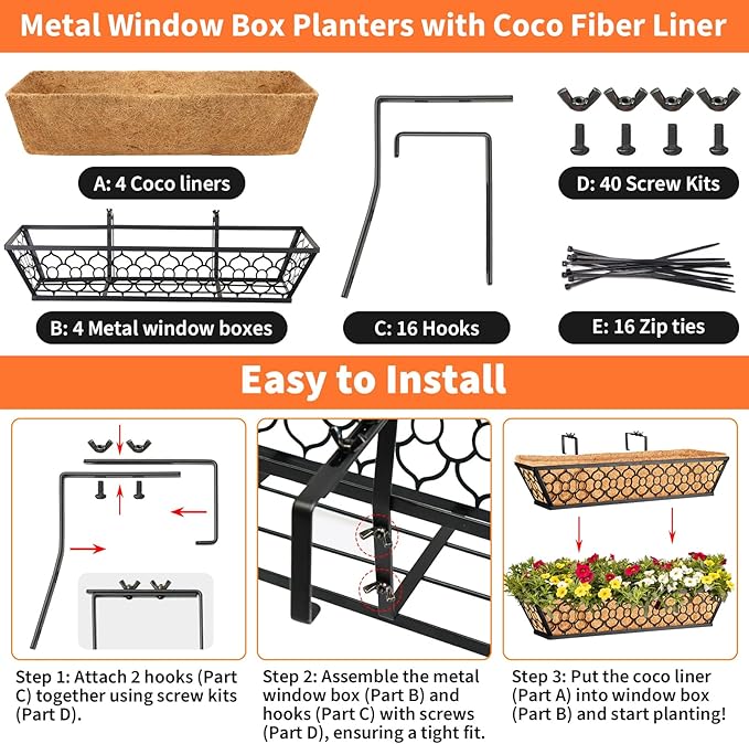 Riare 4 Pack 16 Inch Window Boxes Planters - Image 3