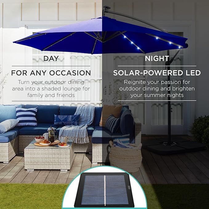 Best Choice Products 10ft Solar LED Offset Cantilever Hanging Market Patio - Image 3