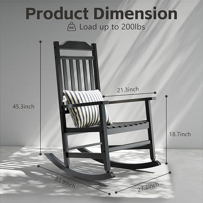 Patio Rocking Chair Outdoor Set of 2, Weather Resistant Poly Resin Oversized - Image 6