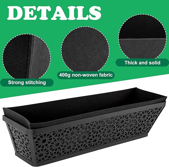 Adnee 2 Pcs 30 Inch Fabric Plant Window Box Liners-Rectangular Non-Woven - Image 3