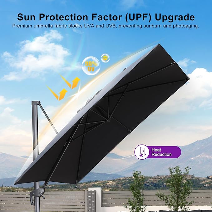 PURPLE LEAF 10' X 13' Rectangle Cantilever Umbrella - Image 8
