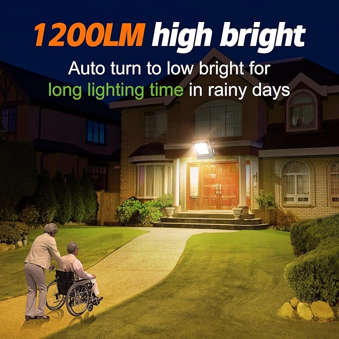 Solar Lights Outdoor Solar Flood Dusk to Dawn Lights 4400mAh 3000K Warm White - Image 2