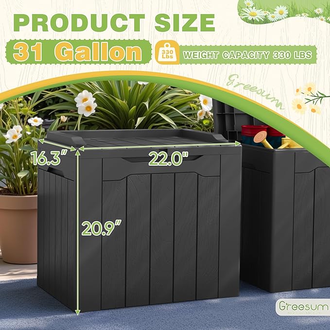 Greesum 31 Gallon Deck Box for Outside, All Weather Outdoor Storage Boxes for - Image 7