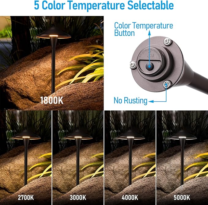 LEONLITE Update 5CCT Low Voltage Pathway Lights, LED Landscape Path Lights - Image 3
