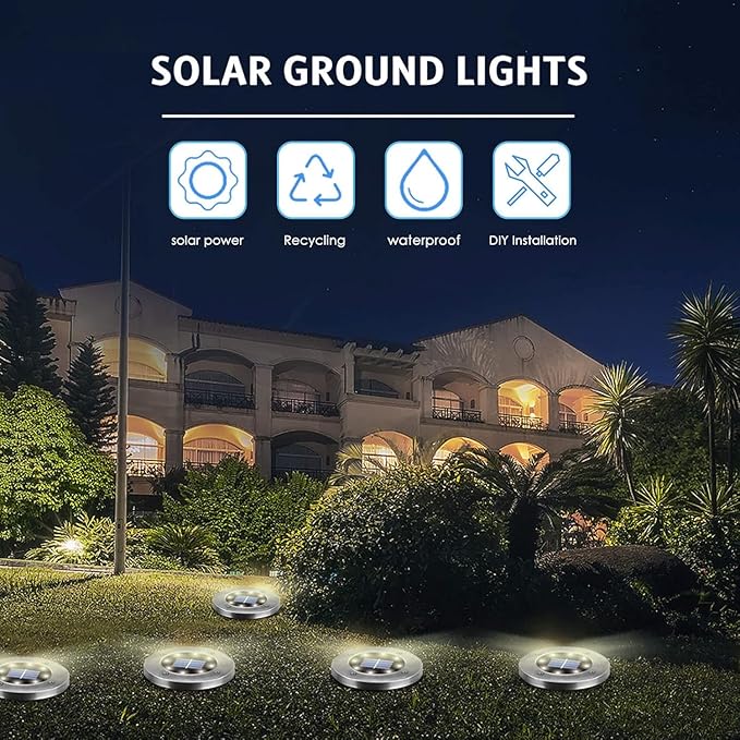 Solar Ground Lights 16Pack, Garden Solar Outdoor Waterproof Pathway Bright - Image 5
