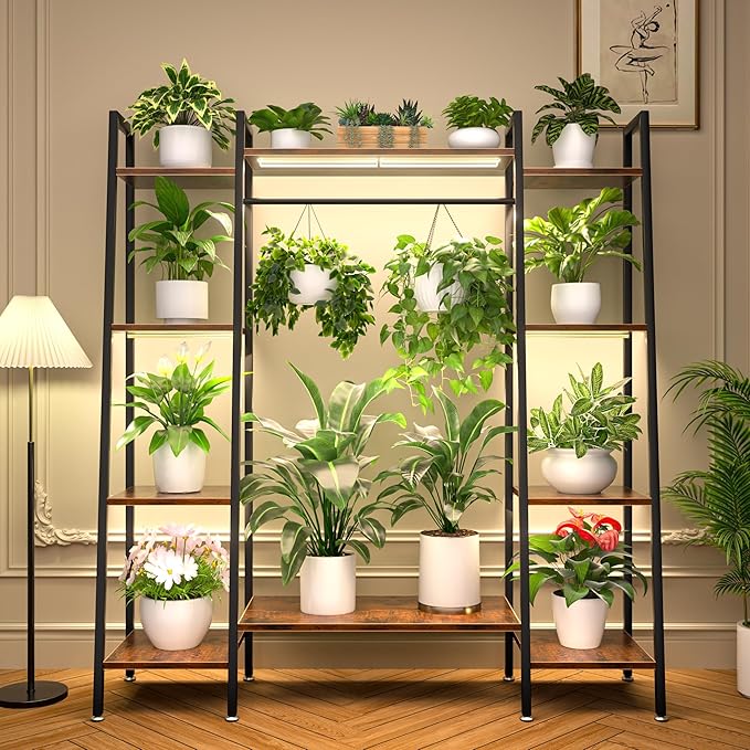 Plant Stand Indoor with Grow Lights, 6 Tiered Metal Plant Shelf, Corner Plant - Image 2