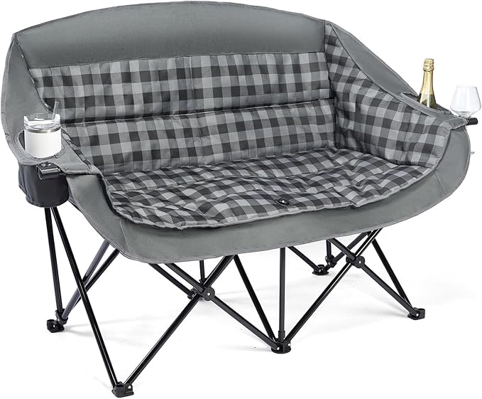 Double Camping Chairs Padded Loveseat Chair by PUVASIA