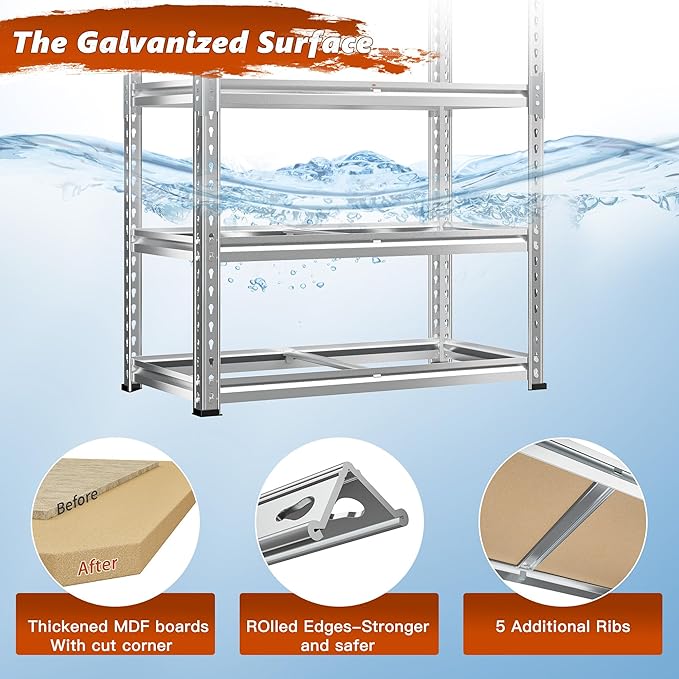 REIBII Garage Shelving, 5 Tier Storage Shelves Load 2400LBS, Adjustable Garage - Image 5
