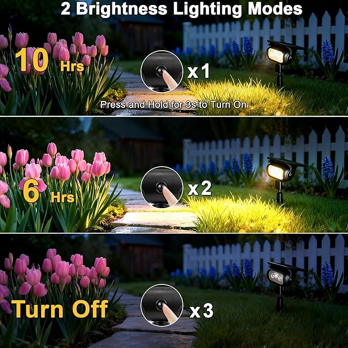 Solar Landscape Spotlights Outdoor Waterproof IP67, Warm White LED Spot Lights - Image 5