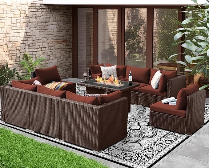 NICESOUL Modern 9 Pcs Patio Sectional Sofa Set - Image 2