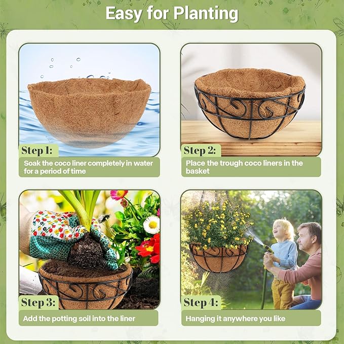 2 Pack 10 inch Metal Hanging Baskets - Image 4