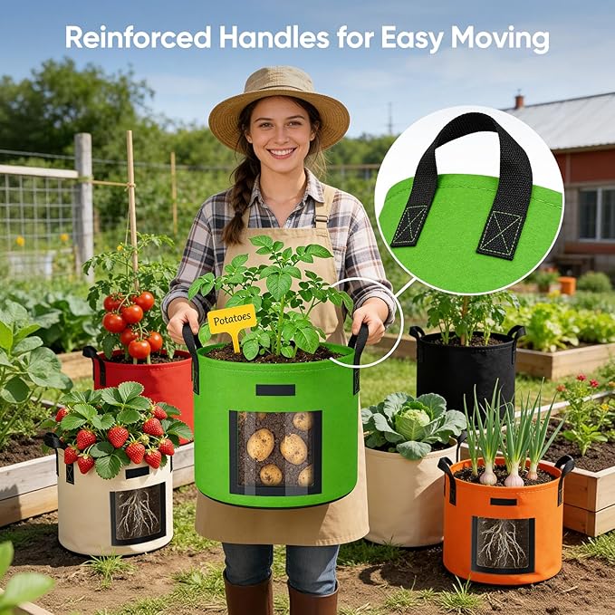 20 Gallon Potato Grow Bags: Set of 5 Colorful Gardening Supplies Fabric Pots - Image 6