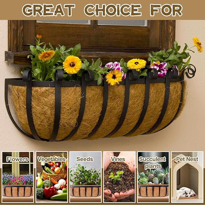 Riare 4 Pack 24 Inch Trough Coco Coir Liners - Image 6