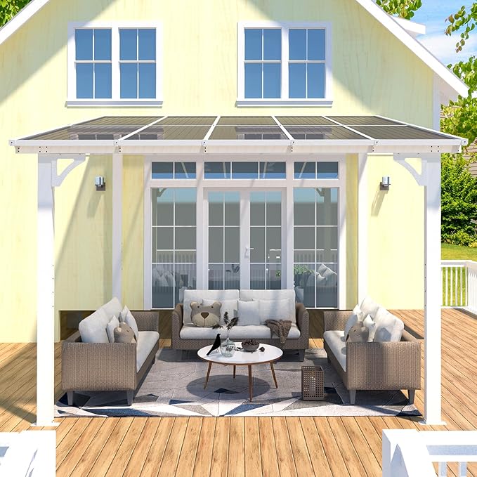 AECOJOY 10' x 8' Pergolas and Gazebos on Clearance in White, Large Wall Mounted - Image 5