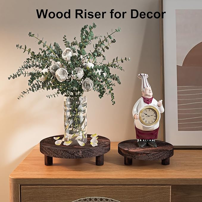 3 Pcs Wood Plant Stand Indoor Outdoor, Round Wood Riser - Image 9