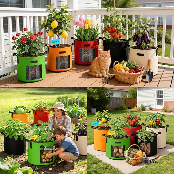 20 Gallon Potato Grow Bags: Set of 5 Colorful Gardening Supplies Fabric Pots - Image 8