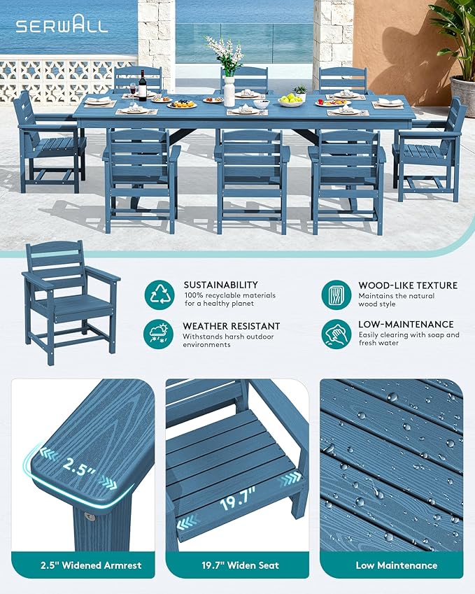 SERWALL 9 Piece Outdoor Dining Set - Image 3