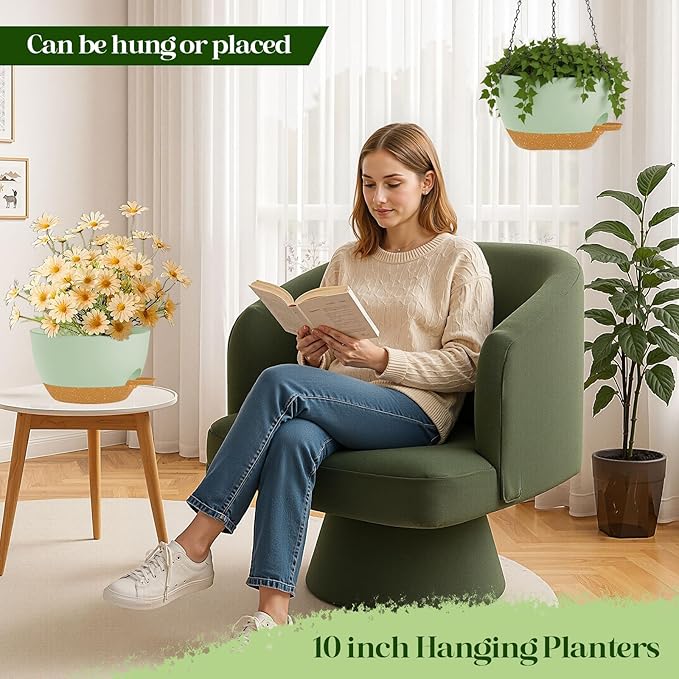 2 Pack 10 Inch Self Watering Hanging Planters - Image 5
