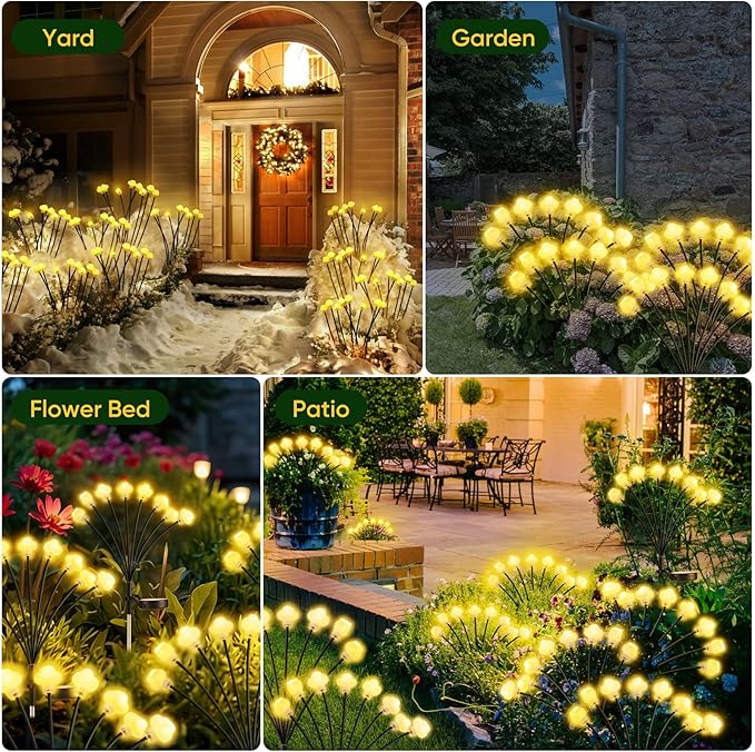 Solar Lights Outdoor 4 Pack 32 LED Solar Cloud Swaying Lights Garden Waterproof - Image 7