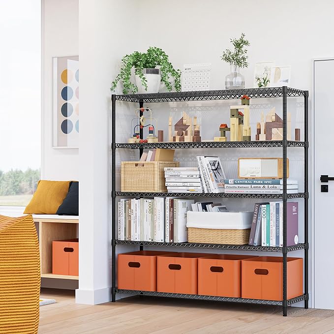 3500LBS 59" W 5 Tiers Storage Shelves, Metal Shelving Wire Metal Shelving Unit - Image 4