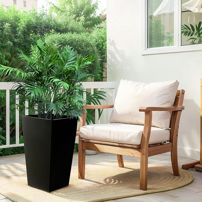 Hushee Set of 4 Tall Outdoor Planters 21 Inch Tall Tapered Square Planter - Image 6