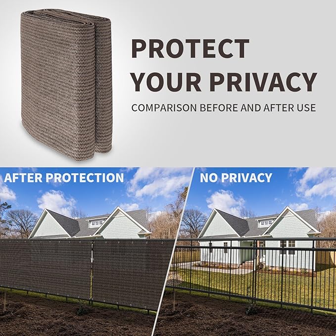 LOVE STORY Custom Size 2'6''x7' Brown Balcony Privacy Screen, UV Block Privacy - Image 5