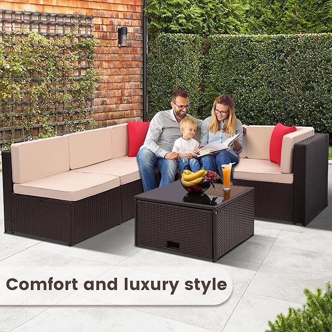 8-Piece Patio Furniture Set, Outdoor Wicker Rattan Sectional - Image 3